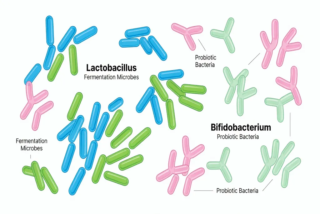 Infographie des micro-organismes de fermentation : bactéries lactiques illustrées