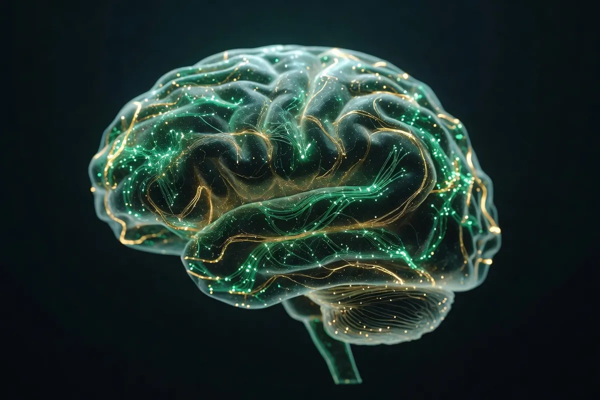 Représentation du cerveau humain avec ses réseaux neuronaux illuminés, évoquant la plasticité cérébrale