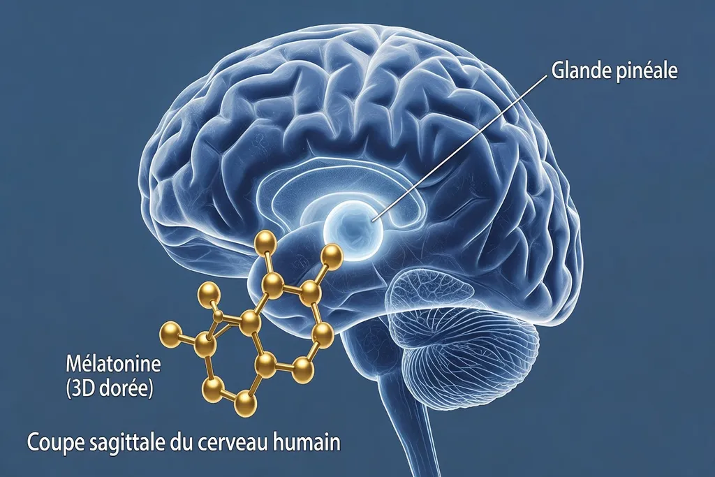 Glande pinéale et mélatonine : illustration anatomique du cerveau