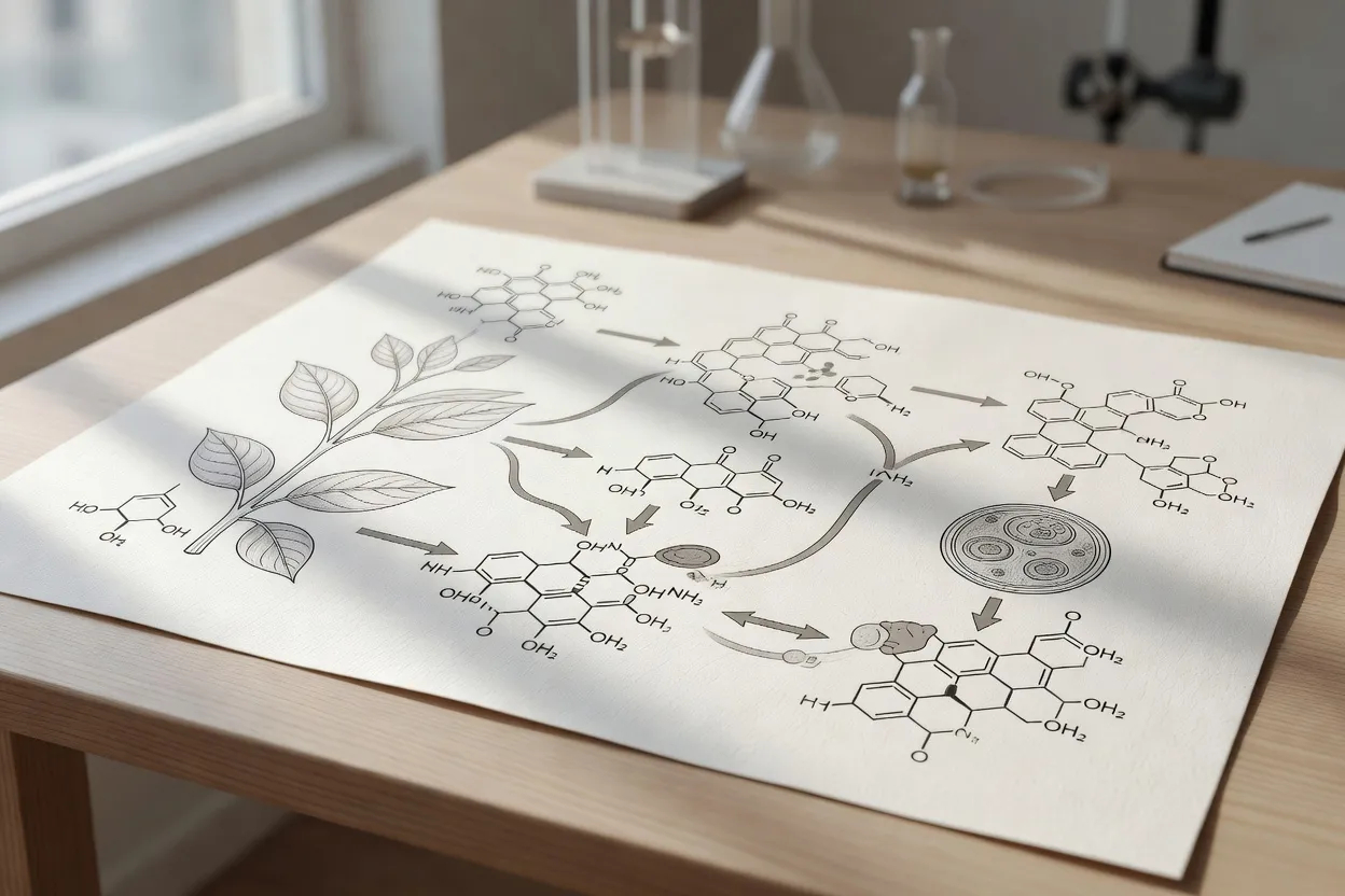 Schéma des mécanismes d'interaction entre plante et médicament