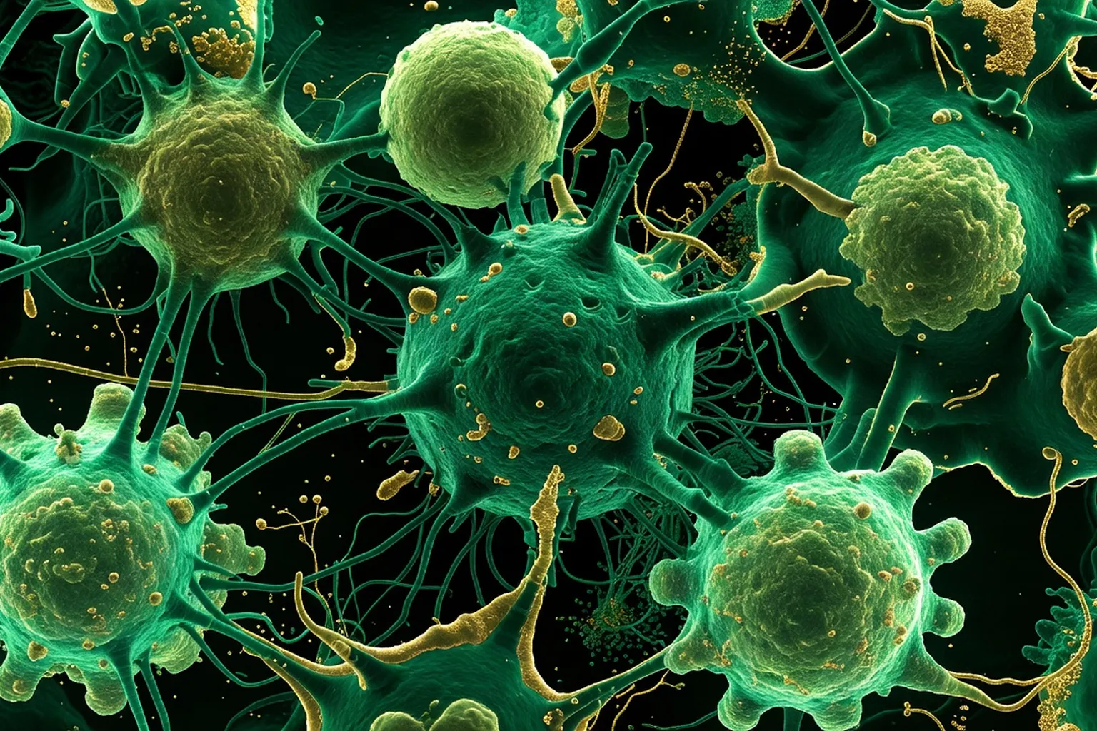 Microscopie colorisée de cellules biologiques